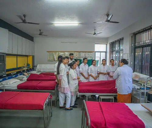 BSc Nursing students in clinical practice at Acharya College of Nursing, Bangalore